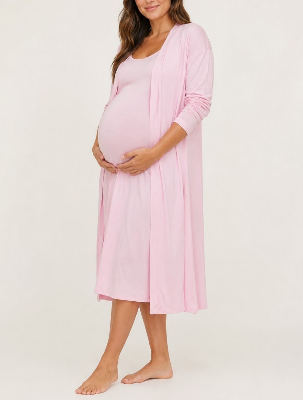 Old Navy Maternity Pink Robe & Nightgown 2-Piece Nursing Sleep Set